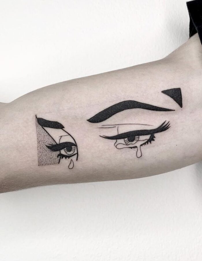 eye crying tattoo